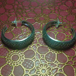 Vintage Judith Jack Sterling Silver and Marcasite Hoop Pierced Earrings